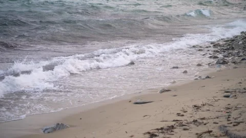 Beach and ocean on a Windy Summer day Stock Footage 246328638
