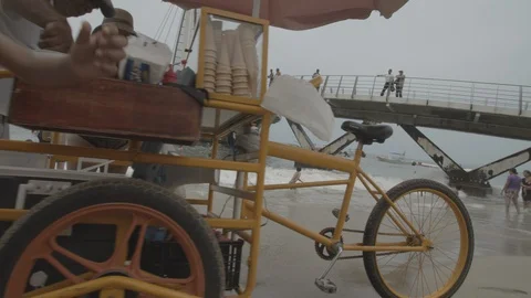 Beach and Pier Stock Footage 129412223