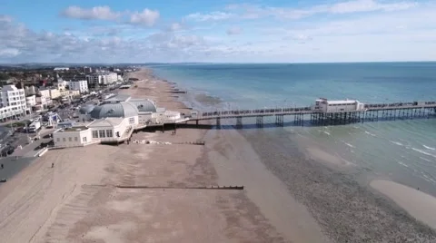 The beach and the pier in Worthing Stock Footage 67850133