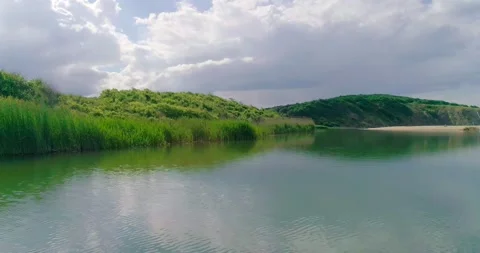 Beach and river by drone Stock Footage 155959347