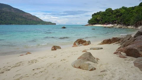 Beach and rocks on Koh Lipe island,Thailand Stock Footage 72458872