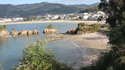 Beach and rocks in Viveiro, Spain Stock Footage 249361041