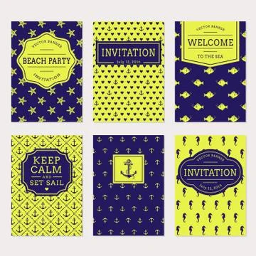 Beach and sea banners. Vector set. Stock Illustration