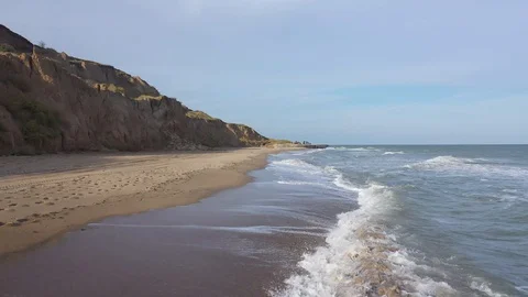 Beach and sea, big waves Stock Footage 129107990