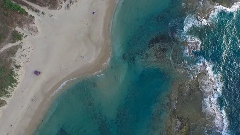 Beach and sea, high angle view Stock Footage 74654059