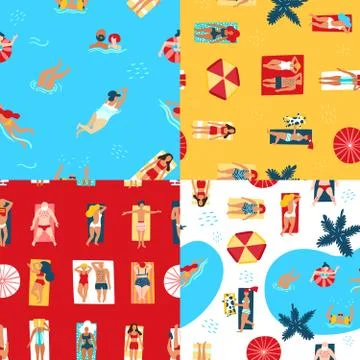Beach And Sea Seamless Pattern Stock Illustration