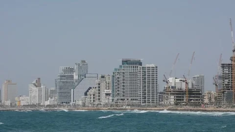 Beach and sea. view on beuteful sea and modern city on the coast Stock-Footage 280791933