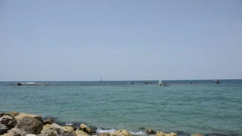 Beach and sea. view on beuteful sea and modern city on the coast Stock-Footage 280792237