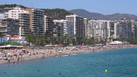 Beach and seafront in Malaga, Spain Stock Footage 159171673
