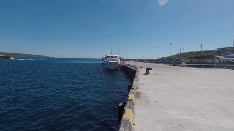 Beach and Ship View in Sabu City Indonesia Stock Footage 119050592