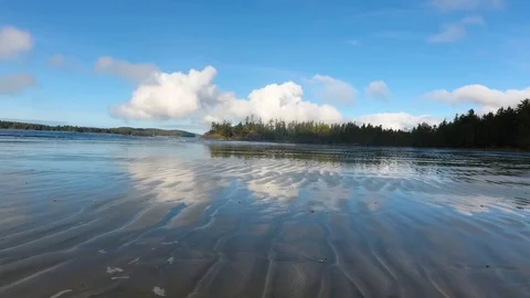 Beach and sky reflection Stockbeeldmateriaal 90680215
