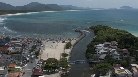 Beach And Small River From Above In Floripa, Brazil, Barra Da Lagoa Stock Footage 260431310