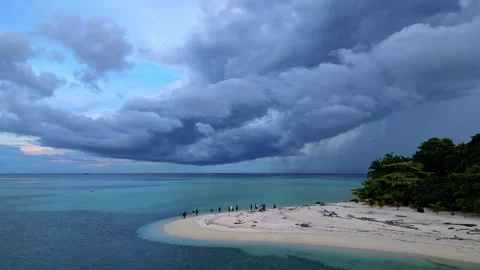 Beach and storm in background Видео 332893258