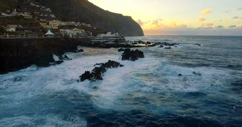 Beach and stormy ocean view Stock Footage 81703469