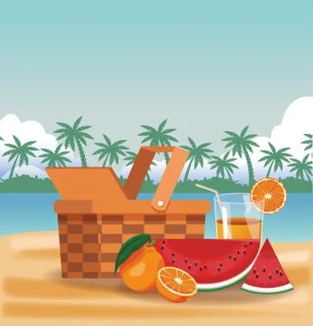 Beach and summer 库存插图