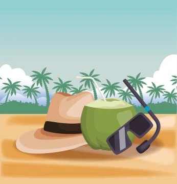 Beach and summer Illustrazione stock