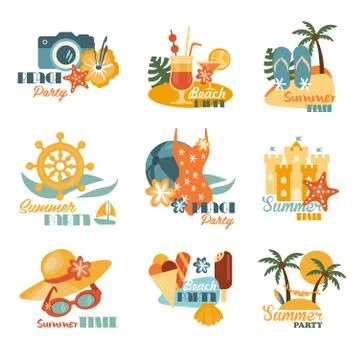 Beach And Summer Labels Set Stock Illustration
