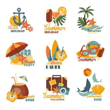 Beach And Summer Labels Set Illustrazione stock
