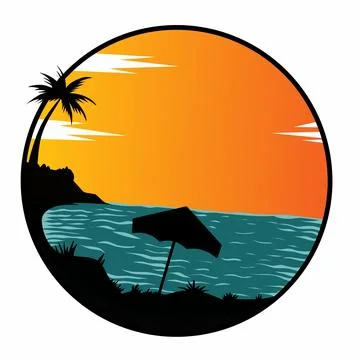 Beach and summer logo template vector illustration, Template  Illustrazione stock
