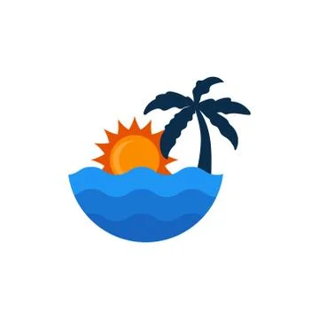 Beach and sun vector graphic design illustration template Stock Illustration