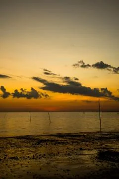 Beach and sunset Stock-Fotos