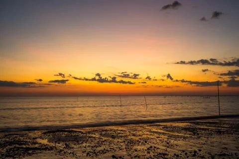 Beach and sunset Stock-Fotos