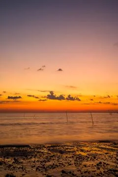 Beach and sunset Stock-Fotos