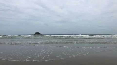 Beach and wave in cloud day Stock Footage 135211234