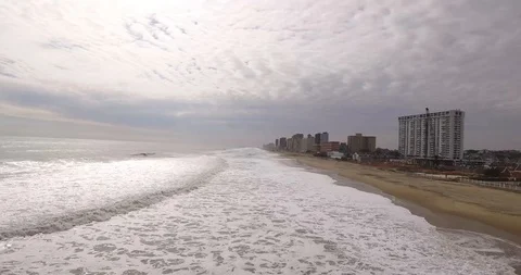 Beach and waves drone shot Stock Footage 127205598