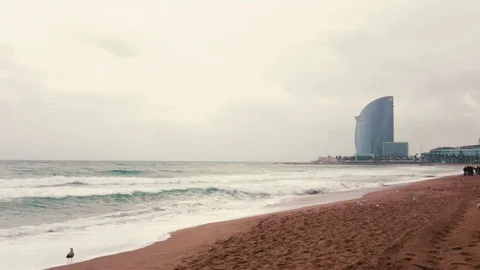 Beach and waves, ocean storm 動画素材 71072499