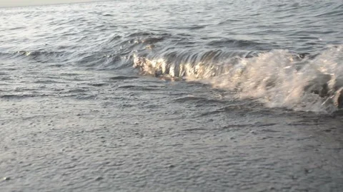 The beach and the waves splashing Stock Footage 96244811
