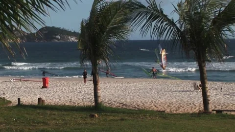 Beach and windsurf - September 10th, 2010 - Rio de Janeiro, Brazil Stock Footage 315595039