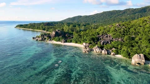 Beach Anse Source d'Argent in La Digue island, Seychelles Vídeos de archivo 159588987