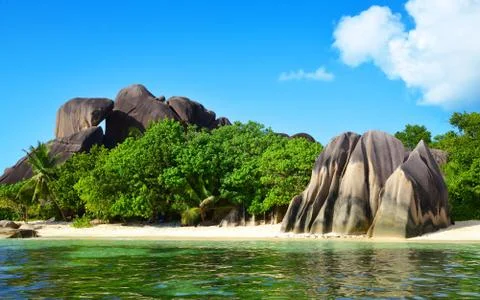 Beach Anse Source d'Argent. La Digue Island, Seychelles. Stock Photos