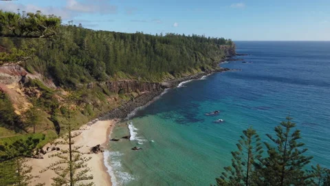 Beach at Anson Bay on the west coast of Norfolk Island, Australia Stock Footage 148307058