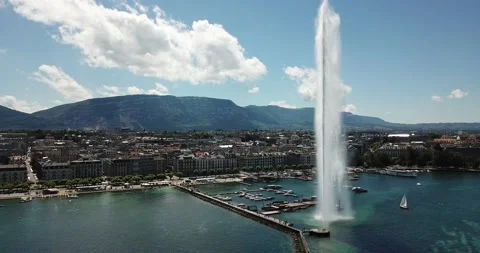 Beach area and landscape of Geneva and Switzerland Stock Footage 238031317