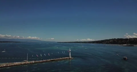 Beach area and landscape of Geneva and Switzerland Video stock 238038548