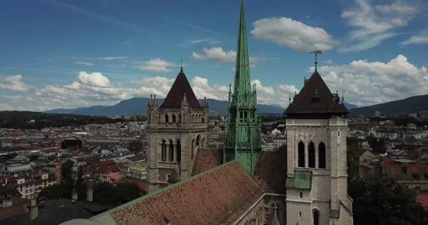 Beach area and landscape of Geneva and Switzerland Video stock 238038800
