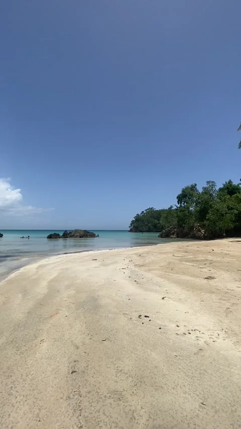 Beach on the Atlantic Ocean. Las Terrenas, Samana, Dominican Republic. Stock Footage 281054048