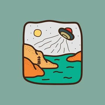 A beach attacked by UFO design Stock Illustration
