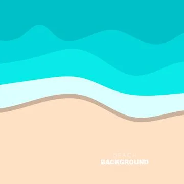 Beach Background, Beach Scene Design With Sand and Ocean Waves, Template Ic.. Illustrazione stock