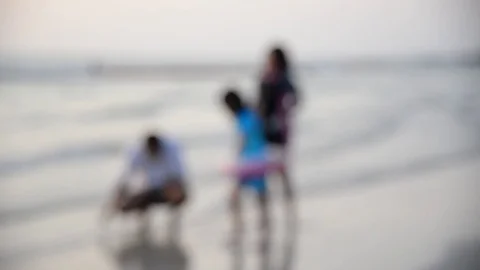 Beach background in evening. De-focused Stock Footage 74513558