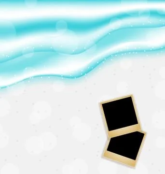 Beach background with set photo frames Stock Illustration