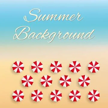 Beach background with sun umbrellas Stock Illustration