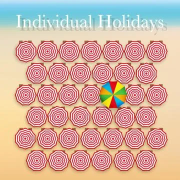 Beach background with sun umbrellas Illustrazione stock