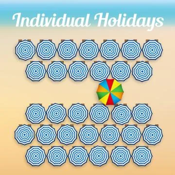 Beach background with sun umbrellas Illustrazione stock