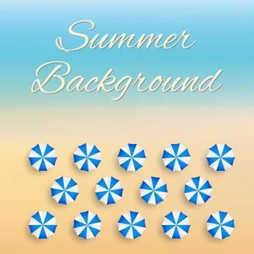 Beach background with sun umbrellas Stock Illustration