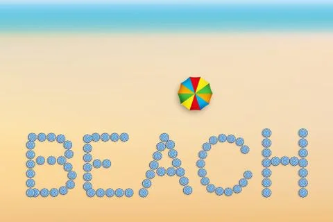 Beach background with sun umbrellas Illustrazione stock