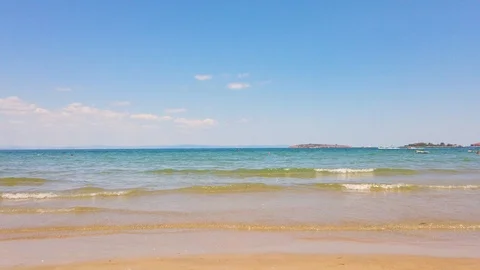 Beach background. View of beach sea on sun light in the summer. Video stock 114427629