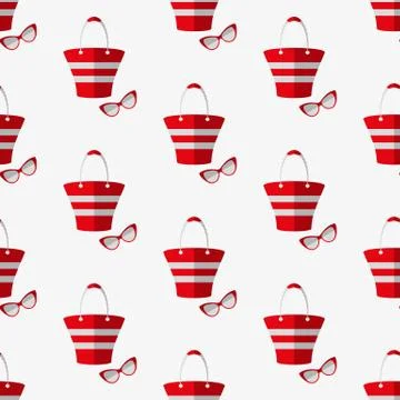 Beach bag and glasses pattern Stock Illustration